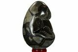 Septarian Dragon Egg Geode - Black Crystals #172813-2